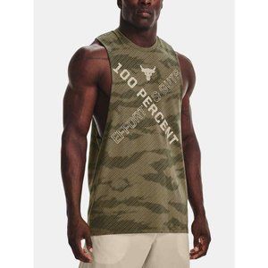 L Under Armour Project Rock 100 Percent Tank Top Mens camo effort & Guts NWT